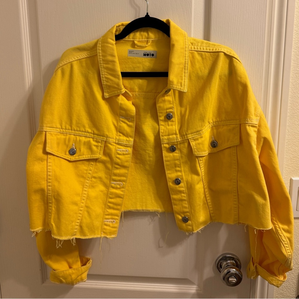 yellow cropped jacket from topshop